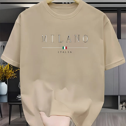 Summer men's casual loose pattern printed sports comfortable round neck short sleeved T-shirt top
