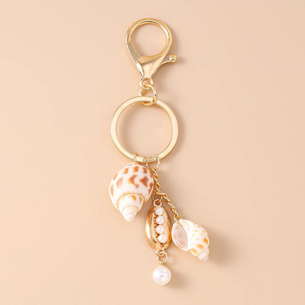 Fashion Summer Beach Shell Keychain Women Girls Conch Key Ring Pendants for Handbag DIY Handmade Jewelry Gifts