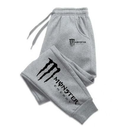 Monster Energy Letter Print Multi-functional Drawstring Casual Pants Men's Loose Fit Straight-Leg Sports Pants