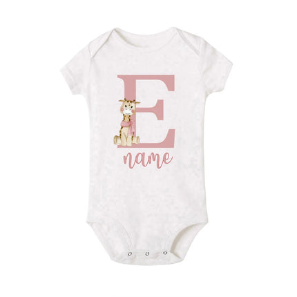 Personalized Baby Bodysuit Initial with Name Newborn Wild One Romper Deer Printed Clothes Baby Girls Clothes Infant Shower Gift