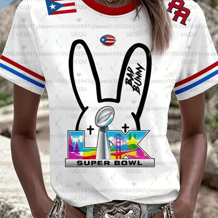 HalfTime Football Puerto Rico Bad Bunny  94 Jersey Commemorate Fans Jersey the Show Gameday Football Concert T-shirt