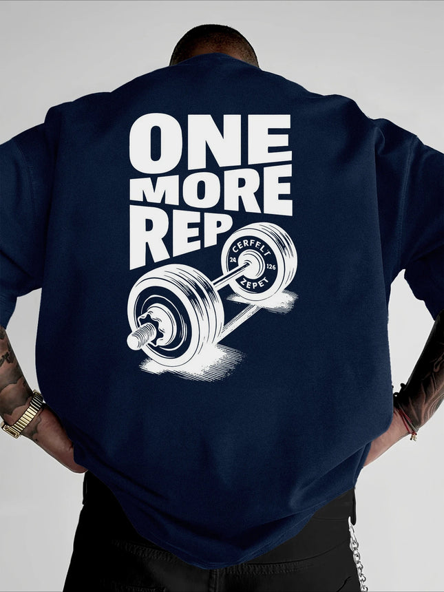 Men's T-Shirt Vintage Funny Gym Workout ONE MORE REP Weightlifting Women Streetwear Cotton Oversized Tees Short Sleeve Loose Top