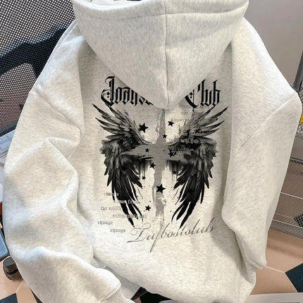 2025 New American High Street Hiphop Adult Men's Autumn Winter Fleece Warm Outdoor Loose Soft Comfortable Hooded Sweatshirt