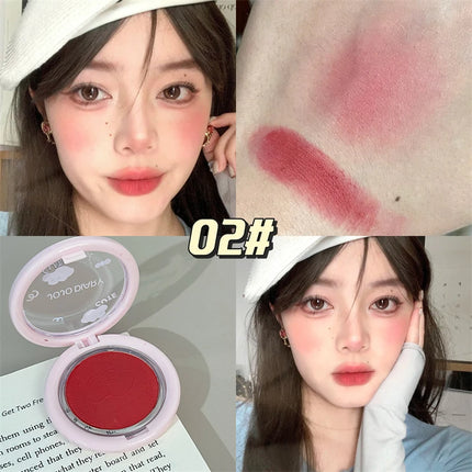 Milk Strawberry Pink Blush Soft Mist Powder Expansion Brighten Monochrome Matte Blusher Plate Face Contouring Natural Cheek Tint