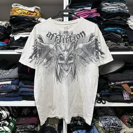 Affliction Long sleeved T shirt Y2K Vintage Round Neck Oversized T shirt New  Mens Womens Casual Gothic Clothing Tops Streetwear