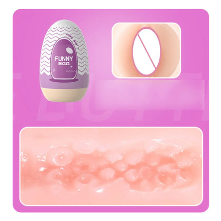 Masturbator Cup Real Egg Portable Stimulating Penis Massager Trainer Pocket Pussy Blowjob Adult Sex Toy Vaginal Anal for Male 18