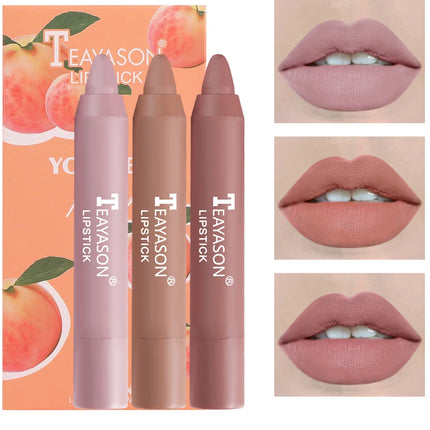 Matte Lipstick Set 3pcs Waterproof Long Lasting Velvet Nude Red Tint Natural Makeup Cosmetic Beauty Sexy Pen