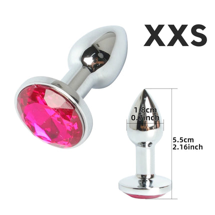 Mini Metal Anal Plug XXS Small Anal Dilator For Adult Men Women Butt Plug With Round Crystal Female Masturbation Anus Sex Toys