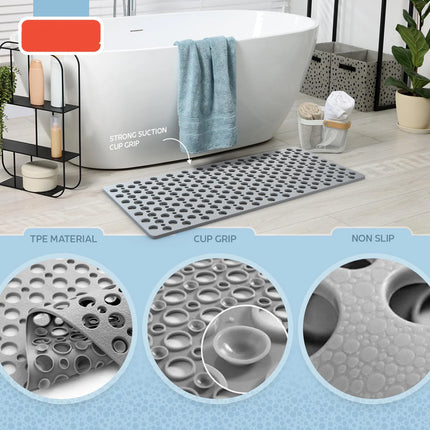 Non Slip Bath Mat & Shower Mat with Suction Cups & Drain Holes Soft Machine Washable Non Slip Bathtub mat Shower Mats for Inside