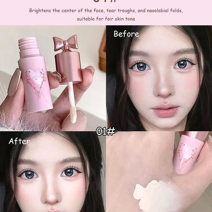 White Pink Liquid Brightening Concealer Matte Face Highlight Stick Cover Acne Spot Dark Circles Moisturizing Concealer Makeup