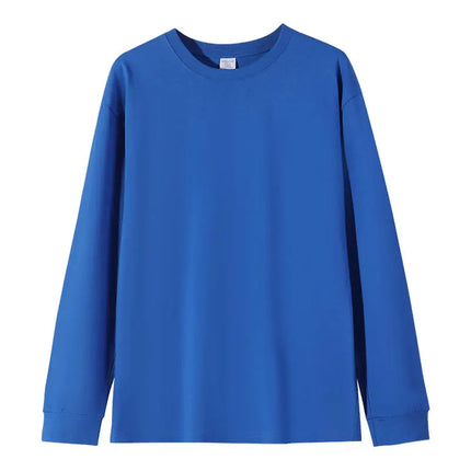 600G/㎡ Long-sleeved T-shirt Men's American Bundle Bottoming Shirt with Small Neckline Loose Pure Cotton Green Autumn Top Men's