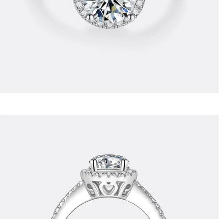 PERFANY Moissanite Ring For Women S925 Pure Silver Plated 18K White Gold Round Diamond Proposal Wedding High-end Jewelry
