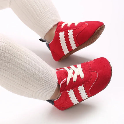 Fashion color blocking casual shoes Baby First Walkers 0-18M newborn children's canvas sports shoes soft soled baby shoes