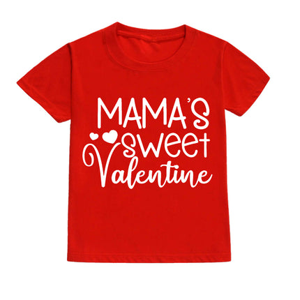 Daddy and Mommy's Valentine Print Kids T-Shirt Child Red Shirts Tops Boys Girls T-Shirt Valentine's Day Party Gifts Casual Clothes