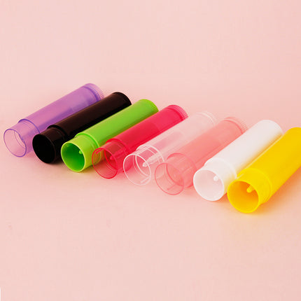 100pcs 5g Plastic Transparent Cosmetic Round Lip Balm Tubes Empty 5ml Oval Black Lipstick Tube Packaging Lip Balm Container