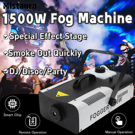 1500W Smoke Machine Remote Control Haze Generator Fog Machine Special Effect Stage Equipment for DJ Disco Party Wedding Setting