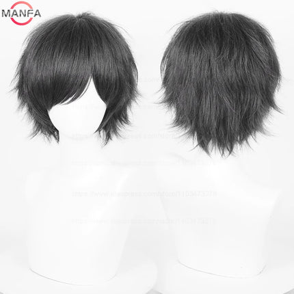 Anime 30cm Short Straight Cosplay Wig Black White Green Brown Purple Blue Gray Red Gold Man Women Heat Resistant Synthetic Hair
