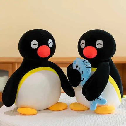 Pingu Penguin Plush Toy Holding Blue Fish Cute Soft Stuffed Animal Comfortable Companion Sofa Ornaments Decoration Trendy Gift