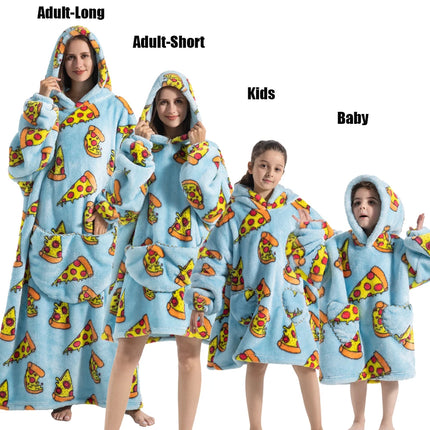 Plush Fleece Family Matching Hoodie Girl Sweatshirt Homewear Men Women Children Thick Pullover Oversize Winter Sherpa Blanket