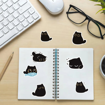 40PCS Black Cat Cute Kawaii Stickers Vintage For DIY Notebook Guitar Scrapbooking Motorcycle Laptop Luggage Graffiti Decals