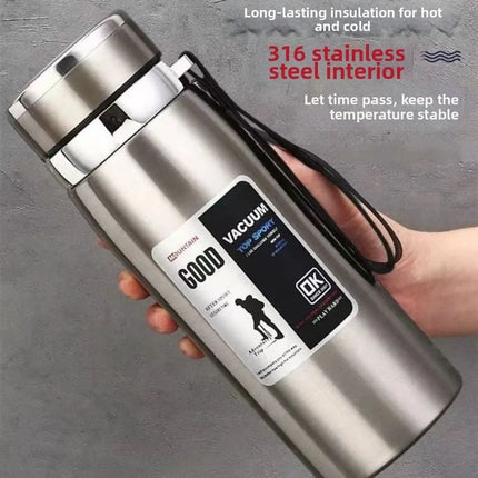 800/1000ml Sports Thermos Bottle Large Capacity Stainless Steel Portable Vacuum Flask Leak Proof with Hanging Rope