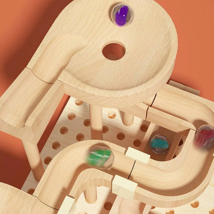 Marble Course Building Set Develops Cognitive Skills Wooden Marble Track Wooden Sphere Course Toy for Children