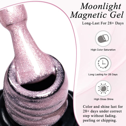 Moonlight Crystal Cat Magnetic Gel Nail Polish Holographic Glitter Semi Permanent Nail Art UV Gel Soak Off Varnish Nail Supplies