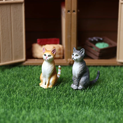 Realistic Plastic Cat Kitty Different Poses Figure Mini Cats Pet Model Figurines Cake Topper Kitten Toy Christmas Birthday Gift