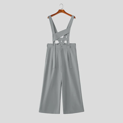 INCERUN Men's Jumpsuits Solid Color Sleeveless Casual Straps Rompers For Man Streetwear Loose 2026 Fashion Male Overalls S-5XL