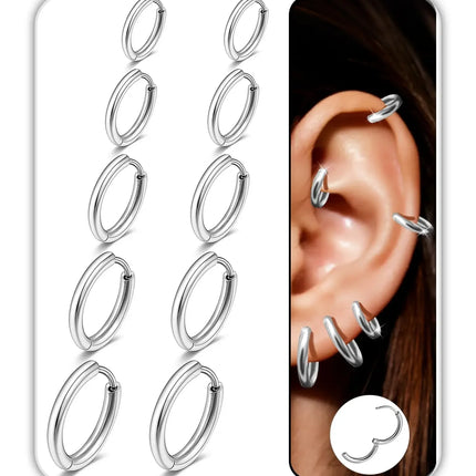 6 Pairs Earring Sets for Multiple Piercings Small Huggie Hoop Earrings Flat Back Tiny Ball CZ Opal Pearl Stud Earrings for Women