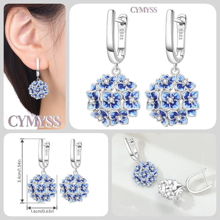 925 Sterling Silver Inlaid Zircon Butterfly Earrings Insect Element Original Design Women's Fashion Party Jewelry Gift Ear Loops