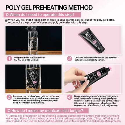 Poly Extension Gel Nail Kit, Featuring 12 Shades of Nail Extension Gel, Making It a Perfect DIY Starter Set for Girls' Nail Care
