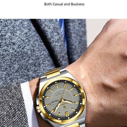 POEDAGAR Top Fashion Men Watches Stainless Steel Waterproof Luminous Classic Male Watch Date Week Men's Quartz Wristwatch Reloj