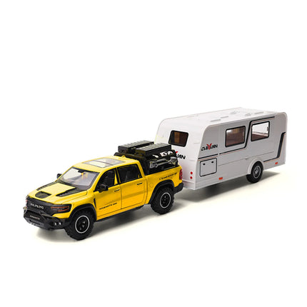 1:32 Alloy Trailer RV Car Model Diecast Metal Toy Recreational Off-road Vehicle Truck Camper Car Model Sound and Light Gift