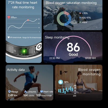 2026 New Tech Gadgets 5ATM Waterproof Smart Ring Sport Smartring Electronics Fitness Rings for Man Woman Android & Charging Case