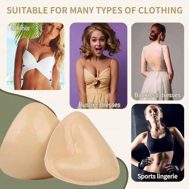 2024 New Hot Double-Sided Adhesive Sticky Bra Inserts Push-Up Thick Sponge Breast Lift Pads Women's Swimsuit Bikini Cup Enhancer