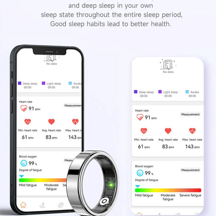 2026 New Smart Ring Heart Rate Blood Pressure Sleep Monitoring Motion Tracking IP68 Waterproof Men Women Smart Ring Holiday Gift