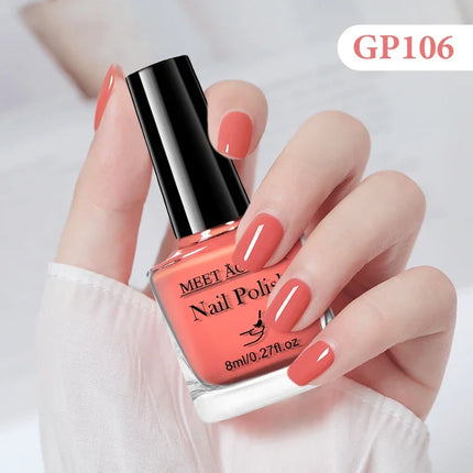 MEET ACROSS 8ml Glass Bottle Water-Based Peel Off Nail Polish Colorful Air Dry Nail Art Varnish Nails Manicure No Need Lamp