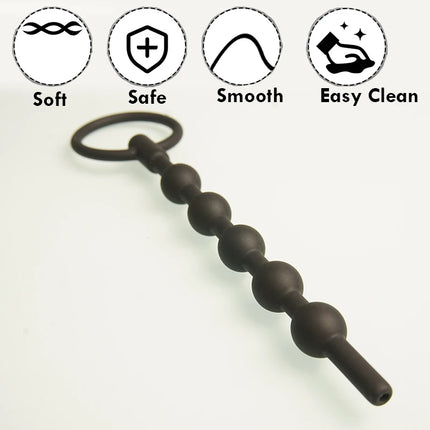 Hollow Silicone Urethra Catheter Dilator,Beaded Penis Plug Urethral Stimulator Catheter Sounding,Sex Toys for Men