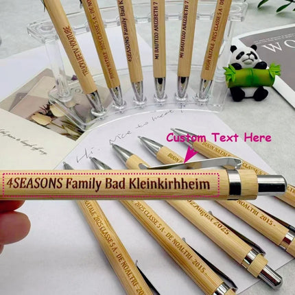20/50/110PCS Customizable Bamboo Ballpoint Pens Smooth Writing Ideal for School Teachers Offices Advertising Promotional Pens