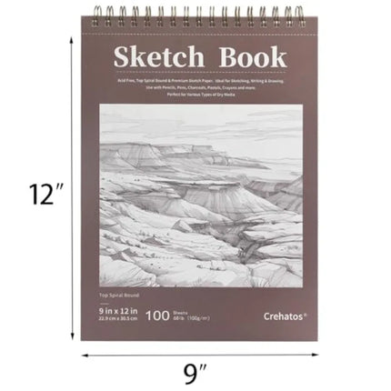 Sketch Book, Top Spiral Bound Sketch Pad, 100 Sheets 68lb/100gsm Drawing Paper, 1 Pack