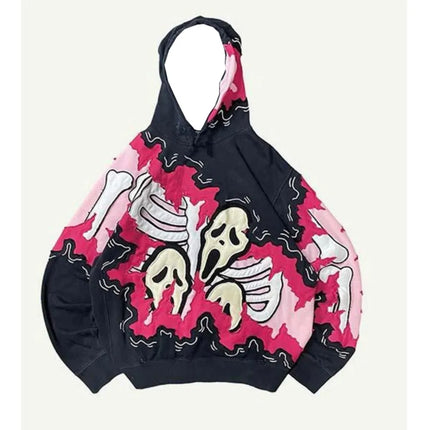 New Trendy men's Hoodie With 3D Skeleton Style Pattern design, Novel Long Sleeved Hoodie With Pockets For Daily Wear