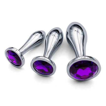 Metal Drop Anal Plug For Women Stainless Steel Three Sizes Jewel Base Butt Plug G-point Massage Adult Sex Toys Male/Famale Gay