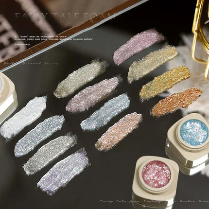 Colorful Nail Gel Holographic Opal Glitter Polish Multi-Color Sparkle Gel for Nail Art Professional Salon Gel with Diamond Shine
