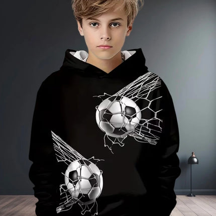 Kids Clothes Boys Hoodies Long Sleeve 3D Football Print Children Spring Fall Clothes Casual Outdoor Active Boys Clothing Tops