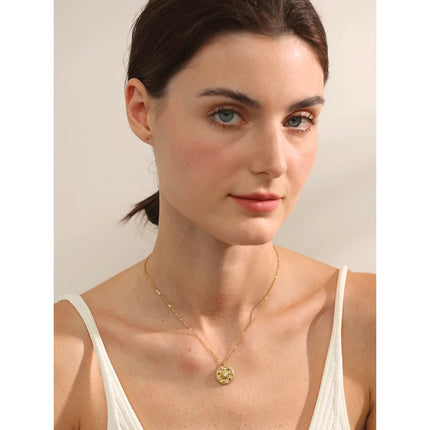 Yhpup Colorful Zircon Star Round Pendant Necklace Women 18k Gold Color Stainless Steel Fashion Trendy Daily Jewelry Wholesale