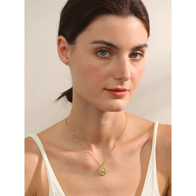 Yhpup Colorful Zircon Star Round Pendant Necklace Women 18k Gold Color Stainless Steel Fashion Trendy Daily Jewelry Wholesale