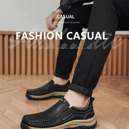 Brand Men Shoes High Quality Genuine Leather Men's Casual Shoes Slip On Comfort Business Man Flats Shoes Outdoor Men Work Shoes