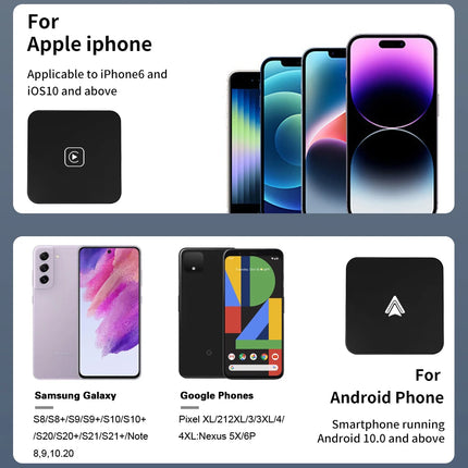 Acodo Wired to Wireless CarPlay Adapter Android Auto Smart Dongle Mini Box Plug And Play Bluetooth Connectivity USB Interface