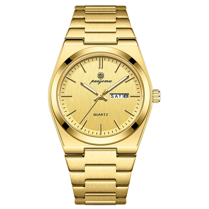 PAAZOMU Luxury Sport Quartz Man Wristwatch Waterproof Luminous Date Week Men Watches Stainless Steel Men's Watch Male Watch+box